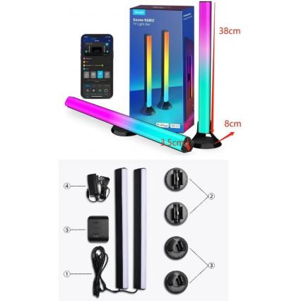 Govee - SMART LED RGBIC Panel 38cm TV-hez 43-75 - 2 db Wi-Fi