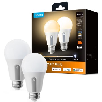 Govee - SZETT 2x LED dimmelhető izzó Smart MATTER A60 E27/9W/230V 2700-6500K Wi-Fi