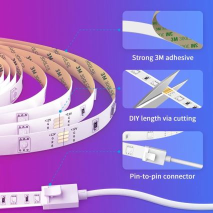 Govee - Wi-Fi RGB okos LED szalag 15 m + távirányító