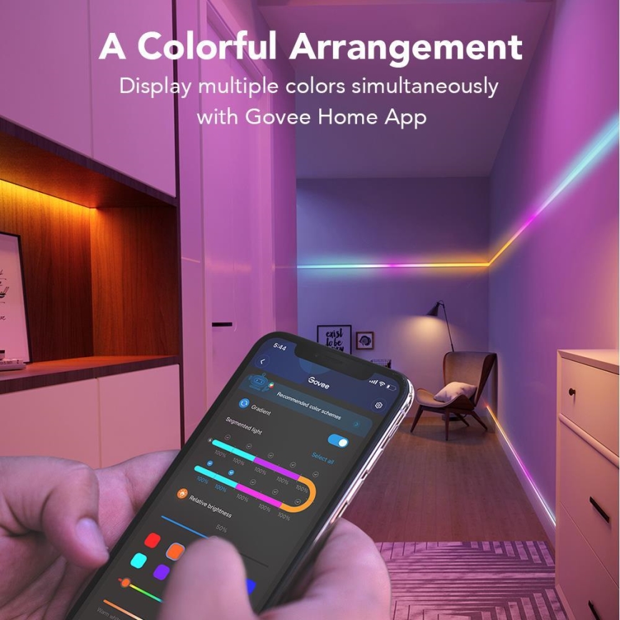 Govee - Wi-Fi RGBIC Smart PRO LED szalag 10m - extra tartós