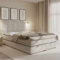 GRACE kárpitozott ágy matracokkal és ágyneműtartóval 180x200 cm szürke