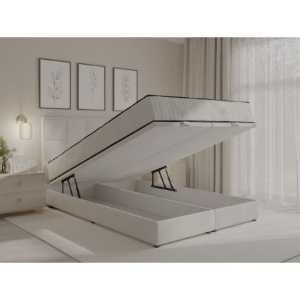 GRACE kárpitozott ágy matracokkal és ágyneműtartóval 180x200 cm szürke