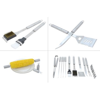 Grillező eszközök rozsdamentes acél tokkal 18 db