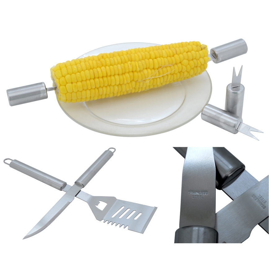 Grillező eszközök rozsdamentes acél tokkal 30 db