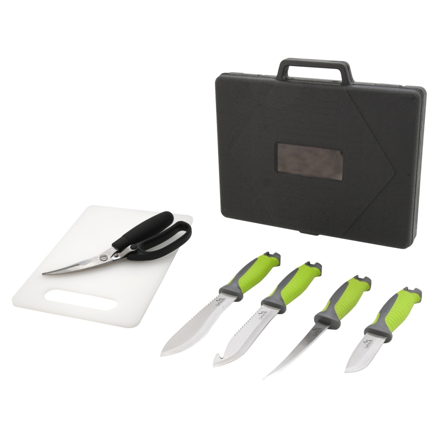 Grillező eszközök rozsdamentes acélból, tokkal 6 db