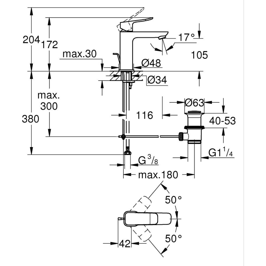 GROHE 1018322430 - DICE M mosdócsaptelep, fekete
