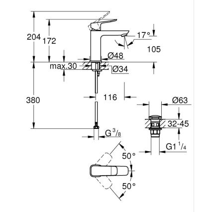 GROHE 1018332430 - DICE M mosdócsaptelep, fekete