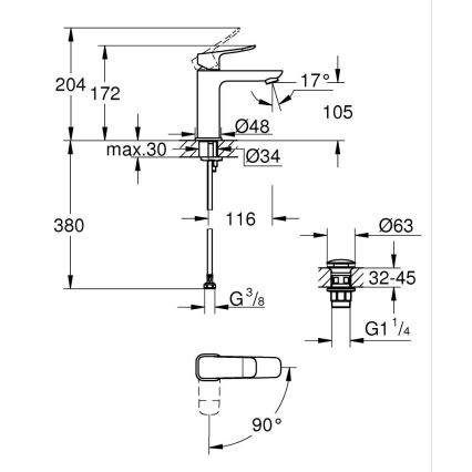 GROHE 1018360000 - DICE M mosdócsaptelep, fényes króm