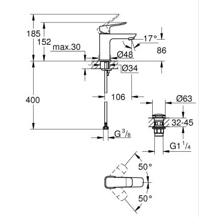 GROHE 1018572430 - DICE S mosdócsaptelep, fekete