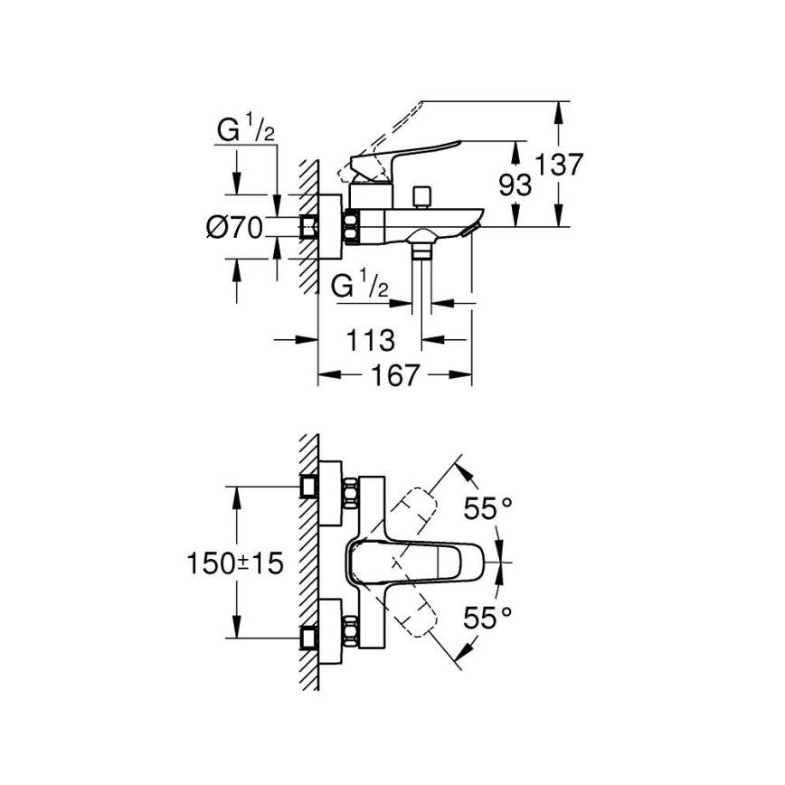 GROHE 1018720000 - DICE kádcsaptelep, fényes króm