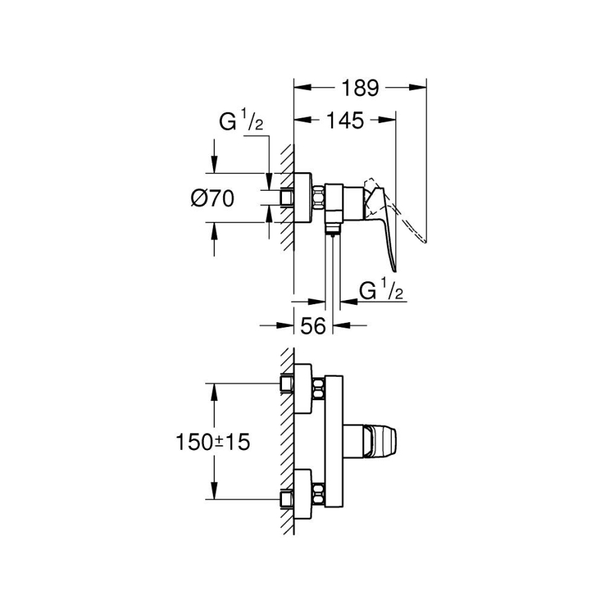 GROHE 1018742430 - DICE zuhanycsaptelep, fekete
