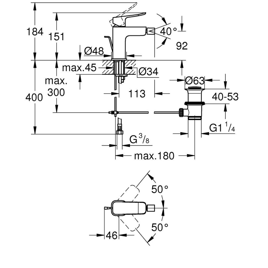 GROHE 1018772430 - DICE bidé csaptelep, fekete