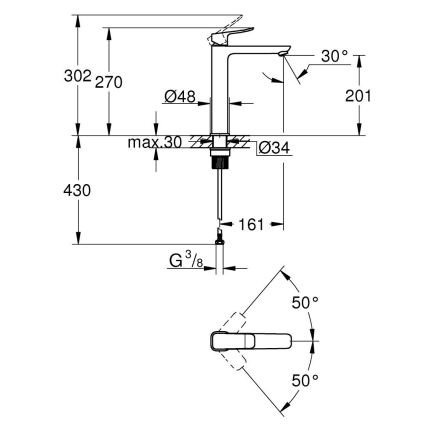 GROHE 1018920000 - DICE XL mosdócsaptelep, fényes króm