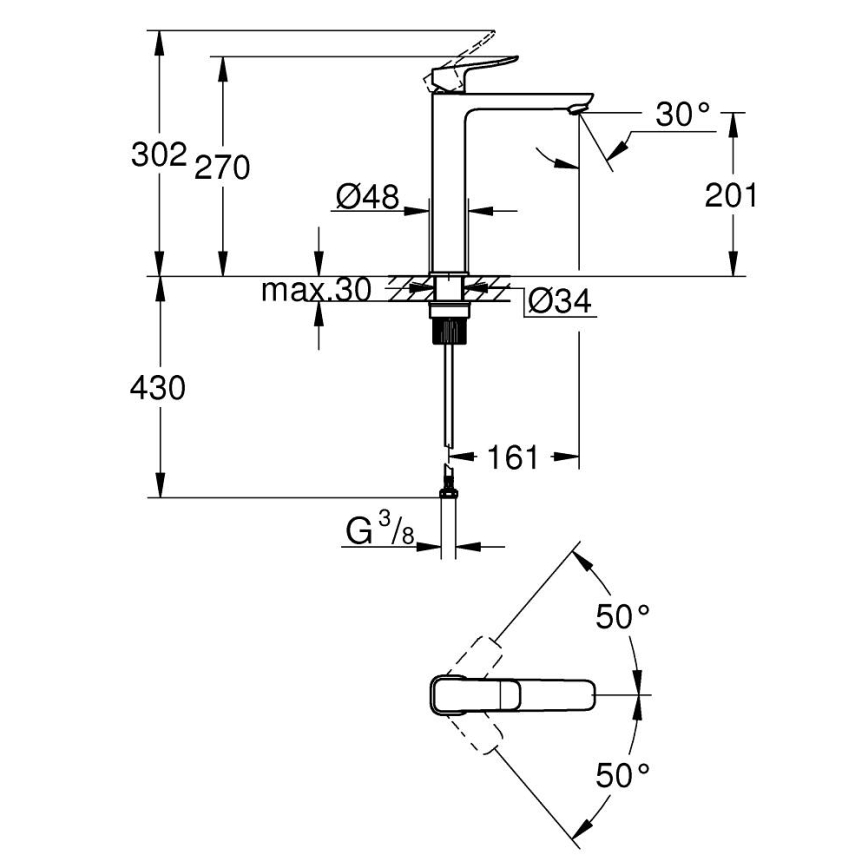 GROHE 1018920000 - DICE XL mosdócsaptelep, fényes króm
