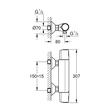 GROHE 1022172432 - PRECISION TREND termosztátos zuhanycsaptelep fekete