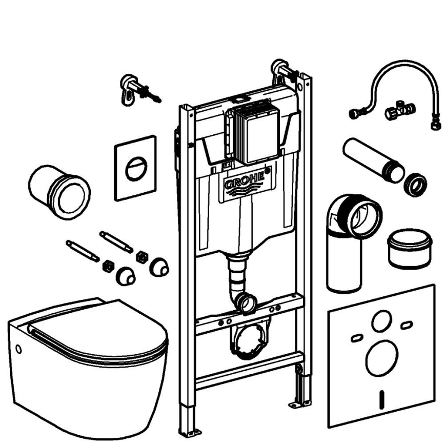 GROHE 103843SH00 - SOLIDO COMPACT 5 az 1-ben szett, 1,13 m, kerámia/fehér