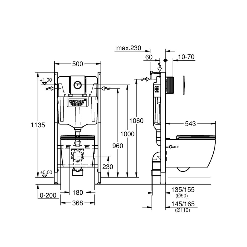 GROHE 103843SH00 - SOLIDO COMPACT 5 az 1-ben szett, 1,13 m, kerámia/fehér