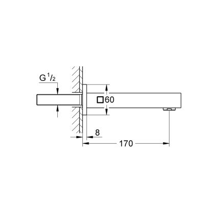 GROHE 13303000 - EUROCUBE kádleeresztő 170 mm fényes króm