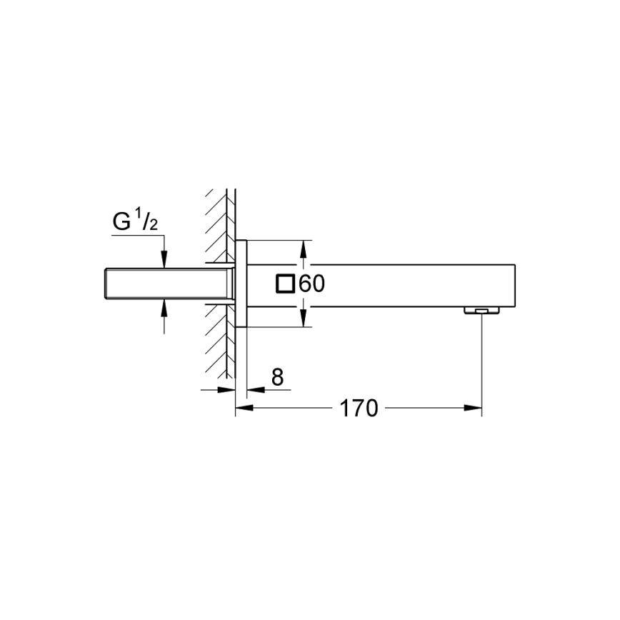 GROHE 13303000 - EUROCUBE kádleeresztő 170 mm fényes króm