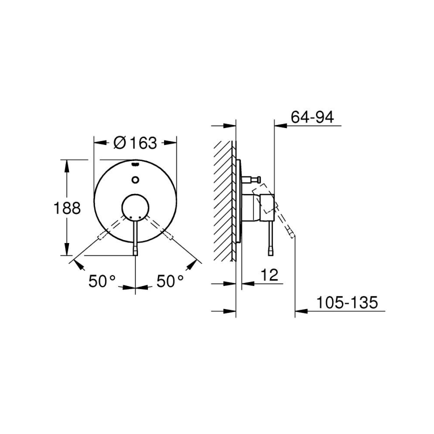 GROHE 19285001 - ESSENCE falba építhető kádcsaptelep, fényes króm