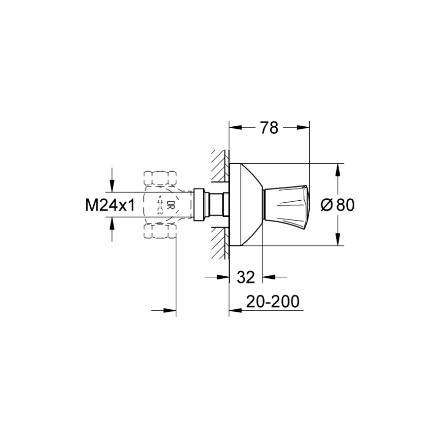 GROHE 19806001 - COSTA L beépített szelep fedőeleme 20–200 mm, fényes króm