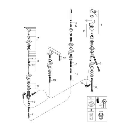 GROHE 19897001 - EUROCUBE négylyukú kádtöltő csaptelep, fényes króm