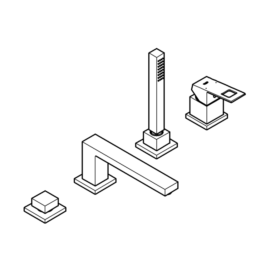 GROHE 19897001 - EUROCUBE négylyukú kádtöltő csaptelep, fényes króm
