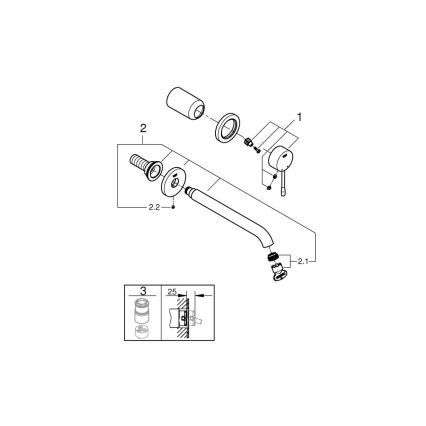 GROHE 19967GL1 - ESSENCE kétlyukú mosdócsaptelep, 230 mm, arany