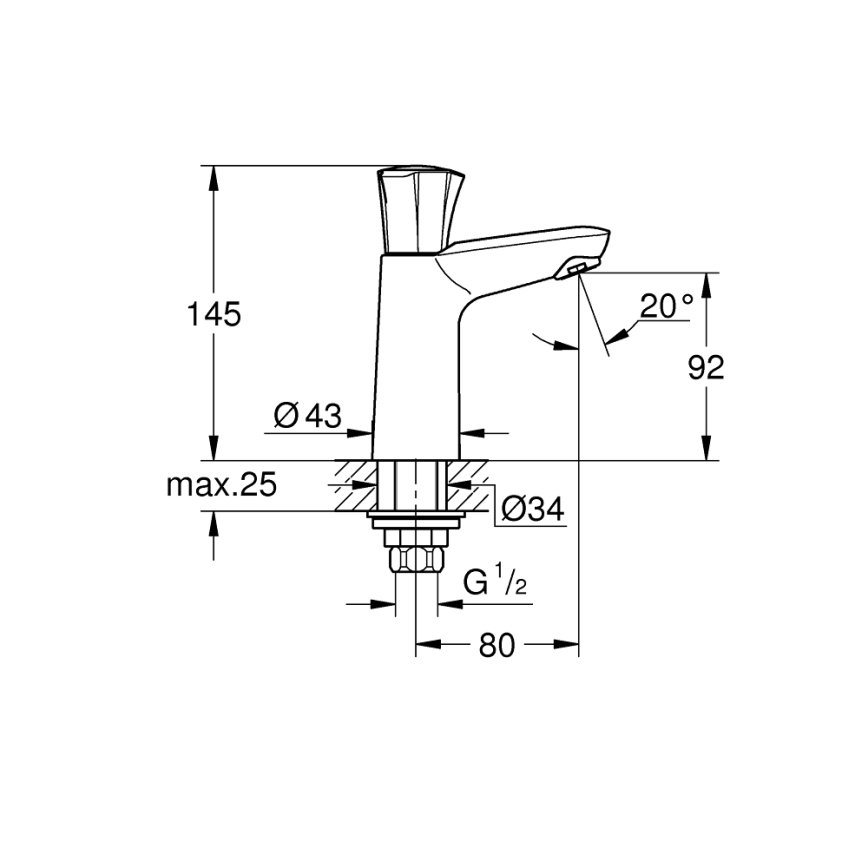 GROHE 20186001 - COSTA L álló csaptelep DN 15, fényes króm