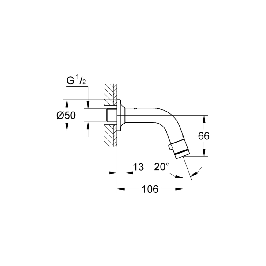 GROHE 20205000 - UNIVERSAL falra szerelhető szelep 106 mm fényes króm