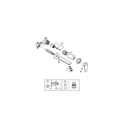 GROHE 20474001 - 177 mm-es mosdócsaptelep falba süllyesztett beépítéshez, fényes króm
