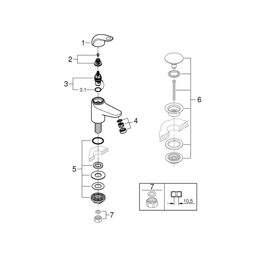 GROHE 20617001 - SWIFT XS álló szelep, fényes króm