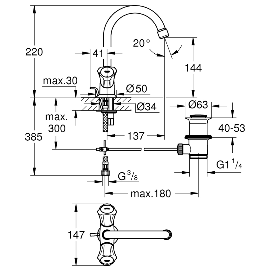 GROHE 21375001 - COSTA L mosdócsaptelep, fényes króm