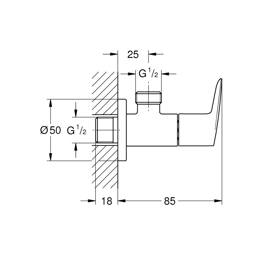 GROHE 22009001 - Sarokszelep DN 15, fényes króm