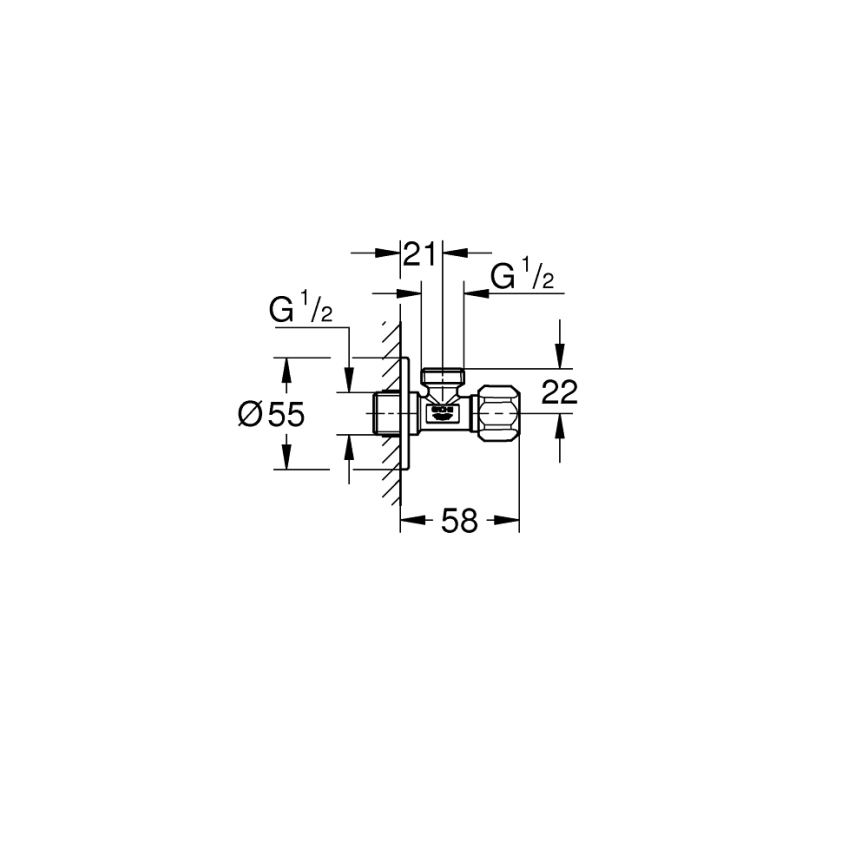 GROHE 22025000 - UNIVERSAL sarokszelep DN 15, fényes króm