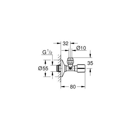 GROHE 22039000 - Sarokszelep UNIVERSAL DN 15, fényes króm