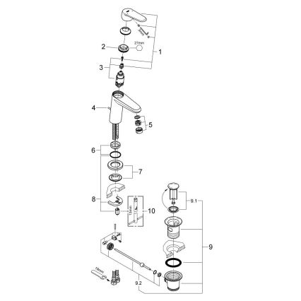 GROHE 23049002 - EURODISC COSMOPOLITAN mosdócsaptelep, S méret, króm