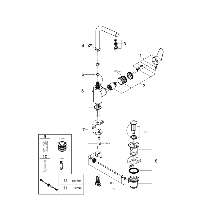 GROHE 23054003 - EURODISC COSMOPOLITAN mosdócsaptelep, L méret, króm