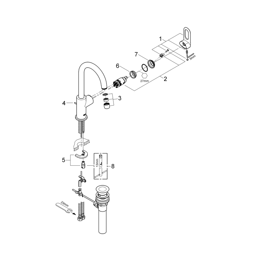GROHE 23091000 - mosdócsaptelep BAULOOP 310 mm fényes króm
