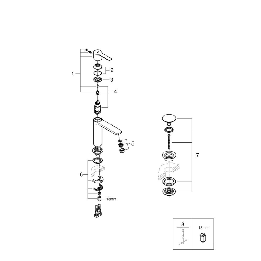 GROHE 23106DC1 - LINEARE mosdócsaptelep DN 15, rozsdamentes acél