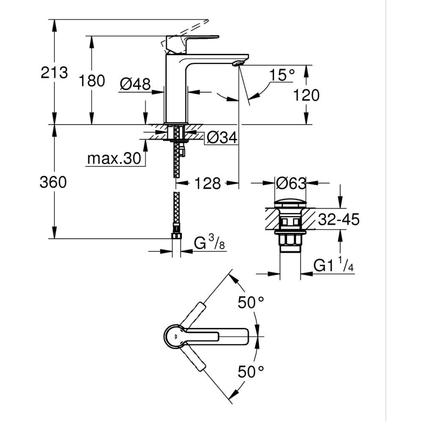 GROHE 23106DC1 - LINEARE mosdócsaptelep DN 15, rozsdamentes acél