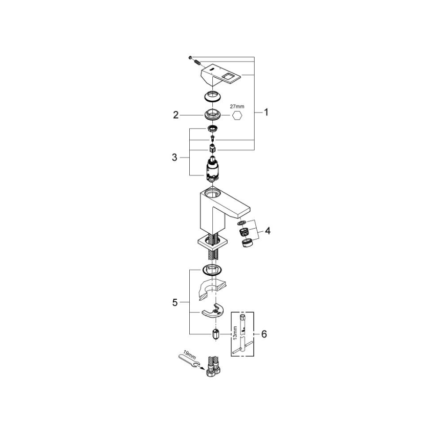GROHE 2313200E - EUROCUBE S méretű mosdócsaptelep fényes króm