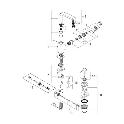 GROHE 2313500E - EUROCUBE mosdócsaptelep, L-es méret, fényes króm