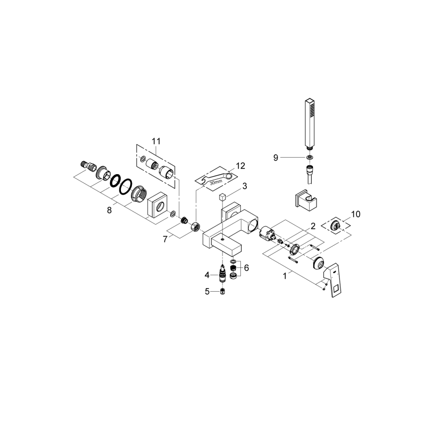 GROHE 23141000 - EUROCUBE DN 15 fürdőkád-szett csapteleppel, fényes króm