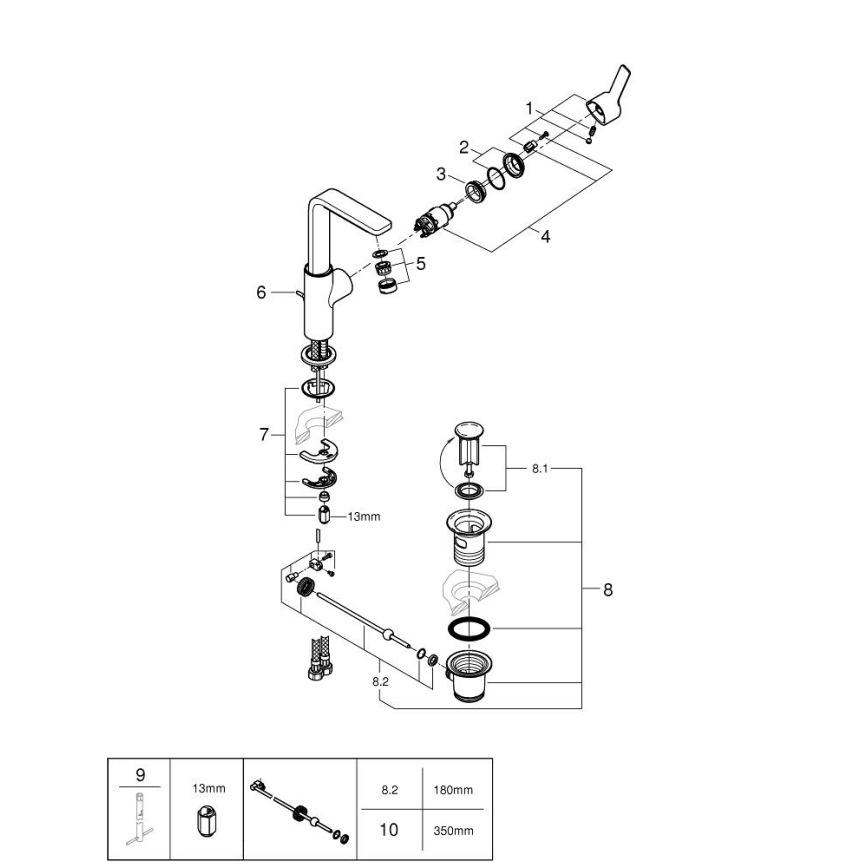 GROHE 23296001 - LINEARE mosdócsaptelep, L-es méret, fényes króm