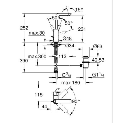 GROHE 23296001 - LINEARE mosdócsaptelep, L-es méret, fényes króm