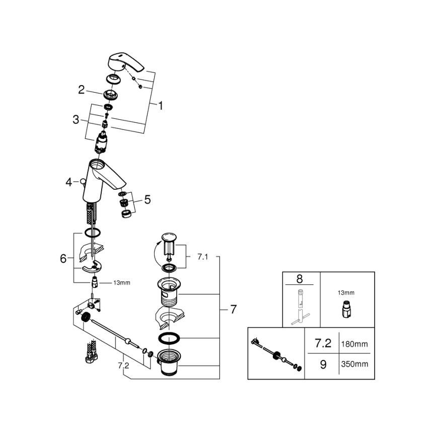 GROHE 23322001 - EUROSMART mosdócsaptelep DN 15, fényes króm