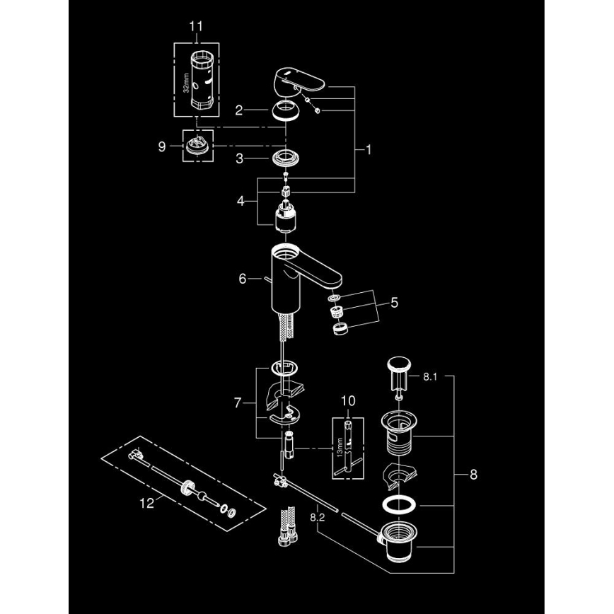 GROHE 23325000 - Mosdócsaptelep EUROSMART COSMOPOLITAN M méret króm