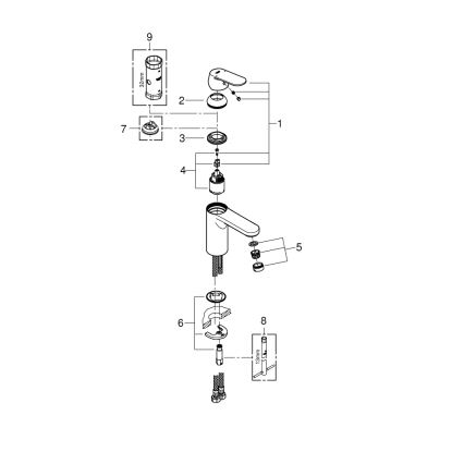 GROHE 23327000 - EUROSMART COSMOPOLITAN mosdócsaptelep DN 15, M méret, króm