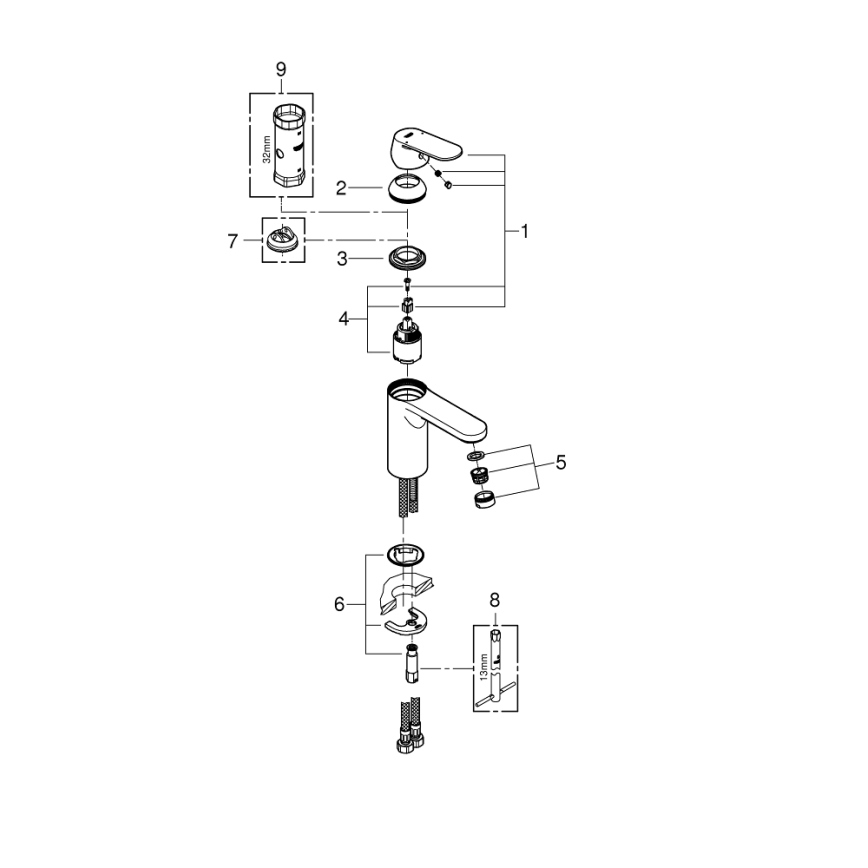 GROHE 23327000 - EUROSMART COSMOPOLITAN mosdócsaptelep DN 15, M méret, króm
